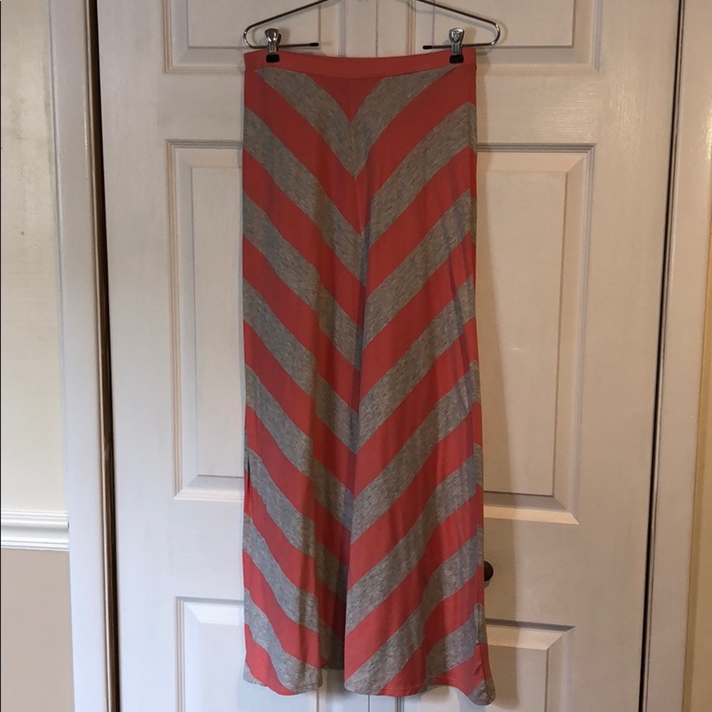 Lauren Conrad salmon & grey striped maxi skirt